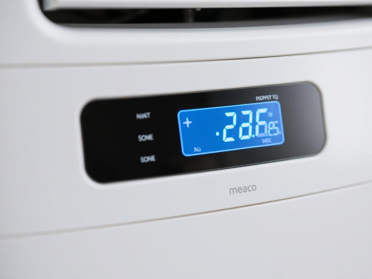 Meaco air conditioner control panel close up