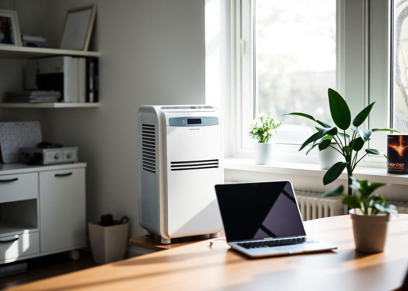 Meaco portable air conditioner in a home office